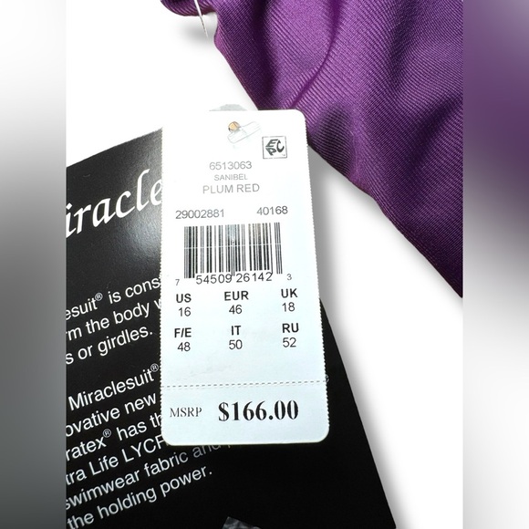 NWT SZ 16 Miraclesuit Plum Must Have Sanibel Ruched One Piece Swimsuit - Picture 4 of 11